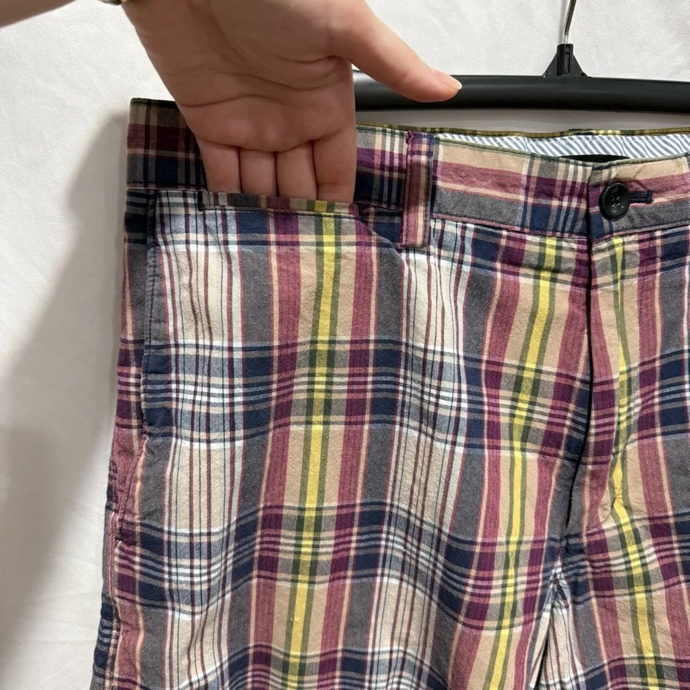 Preppy‎ Plaid Cotton Flat Front Tailored Casual Mens Shorts 36 Banana Republic
